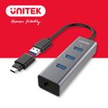 UNITEK Type-C+A 3埠USB3.1 Gen1 HUB有線網卡