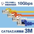 POLYWELL CAT6A 高速乙太網路線 S/FTP 10Gbps 3M