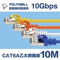 POLYWELL CAT6A 高速乙太網路線 S/FTP 10Gbps 10M