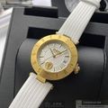 VERSUS VERSACE凡賽斯女錶,編號VV00288,34mm金色圓形精鋼錶殼,白色簡約錶面,白真皮皮革錶帶款