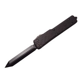 Microtech UTX70 spartan 碳纖維/鋁柄mini彈簧刀(黑刃Double Edge)/簽名版 -#MT 249-1DLCTCFS