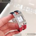 TommyHilfiger手錶,編號TH00013,20mm, 24mm銀方形精鋼錶殼,白色簡約錶面,紅藍相間真皮皮革錶帶款