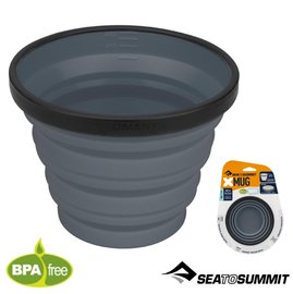 【澳洲 Sea To Summit】食品級矽膠 X-摺疊杯(大).口袋杯/耐熱 -20~180°C/可摺疊收納.體積小且耐用.可作為測量杯使用_STSAXMUGGY 灰