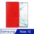IN7 瘋馬紋 Samsung Note 10 (6.3吋) 錢包式 磁扣側掀PU皮套 吊飾孔 手機皮套保護殼-紅色