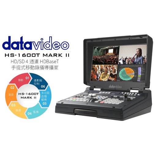 【亞洲數位商城】datavideo洋銘 HD／SD 4通道HDBaseT手提式移動錄播導播室 HS-1600T MARK II