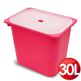 WallyFun 屋麗坊 亮彩儲物收納盒30L (紅)