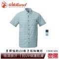 荒野 Wildland 81206 彈性抗UV格子短袖襯衫 男款 (綠、藍) 吸濕排汗/快乾透氣/抗UV防曬/休閒登山 13W81206