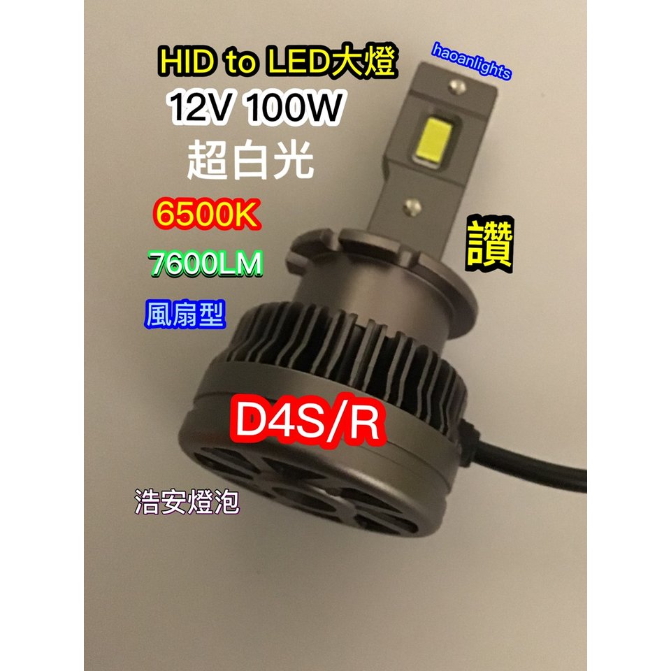 汽車大燈 HID to LED Headlights D4S/D4R 12V 100W 免改線 原車升級 haoanlights