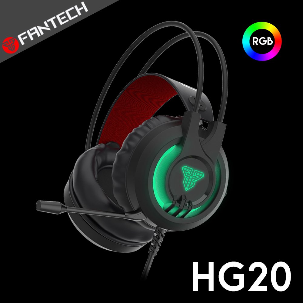 yardiX代理【FANTECH HG20 RGB USB立體聲電競耳機】50mm大單體/立體音效/大耳罩/懸浮式頭帶/降噪麥克風