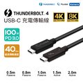 Pasidal Thunderbolt 4 雙USB-C 連接埠擴充 充電傳輸線 Passive-0.5M