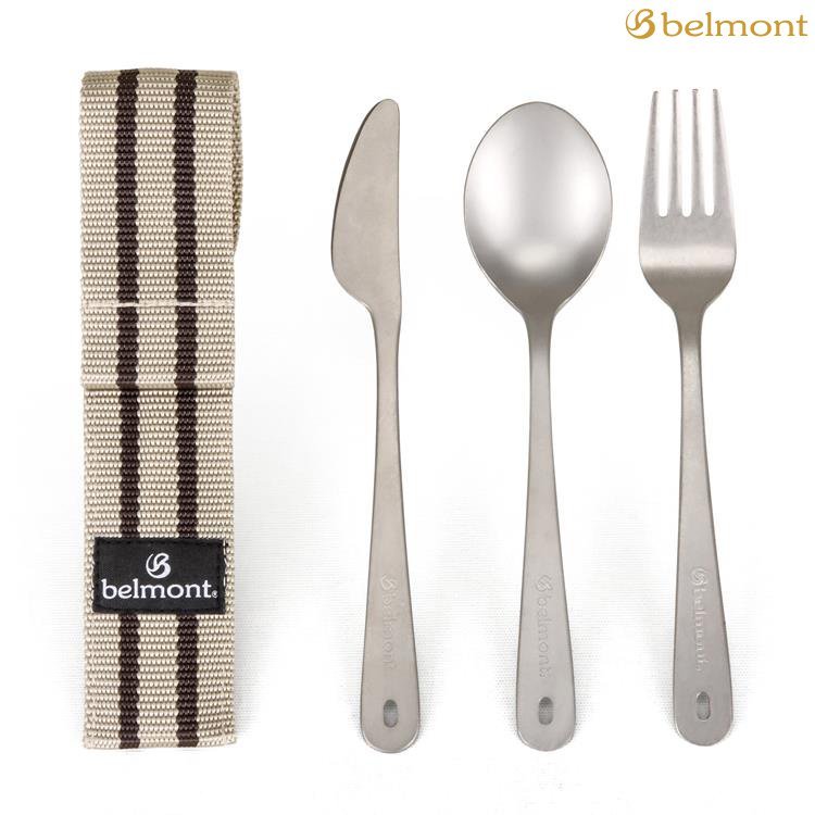 Belmont 鈦製餐具三件組(湯匙+叉子+餐刀) 附收納袋 BM-073 日本製
