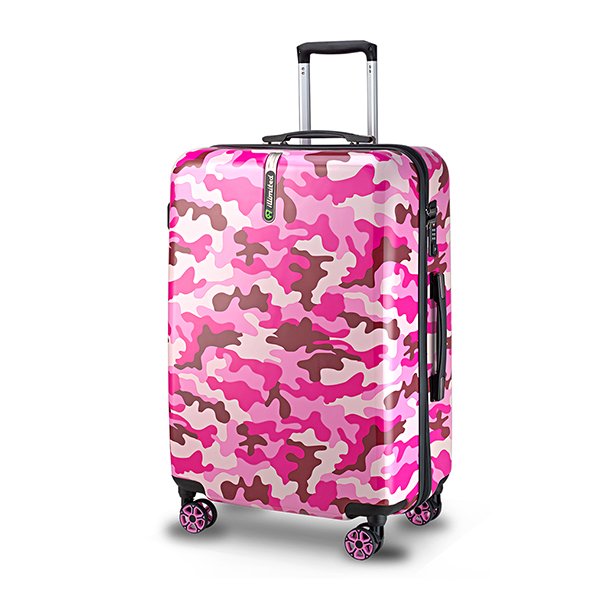 福利品 【一厘米 】迷彩系列26吋拉鍊行李箱-粉紅