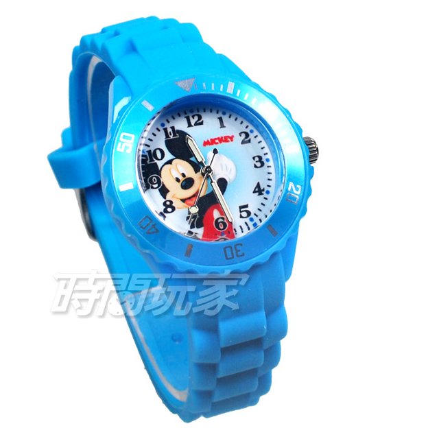 Disney 迪士尼 時尚卡通手錶 米老鼠 米奇 兒童手錶 數字 女錶 男錶 藍色 D米奇藍大-1