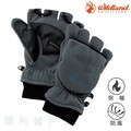 荒野WILDLAND 中性防風保暖翻蓋手套 中灰色 W2012 保暖手套 刷毛手套 防風手套 OUTDOOR NICE