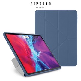 強強滾p-PIPETTO iPad Pro 12.9吋 第4代 第3代Origami TPU多角度多功能保護套 海軍藍色