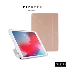 強強滾p-PIPETTO iPad Air10.5吋/Pro10.5吋TPU Origami多角度保護套玫瑰金/透明背蓋