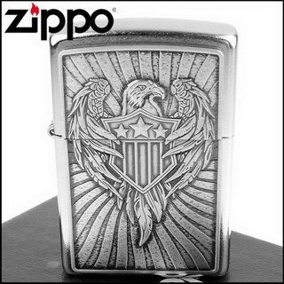 ◆斯摩客商店◆【ZIPPO】美系~Eagle Shield-老鷹盾牌立體圖案貼飾打火機NO.49450