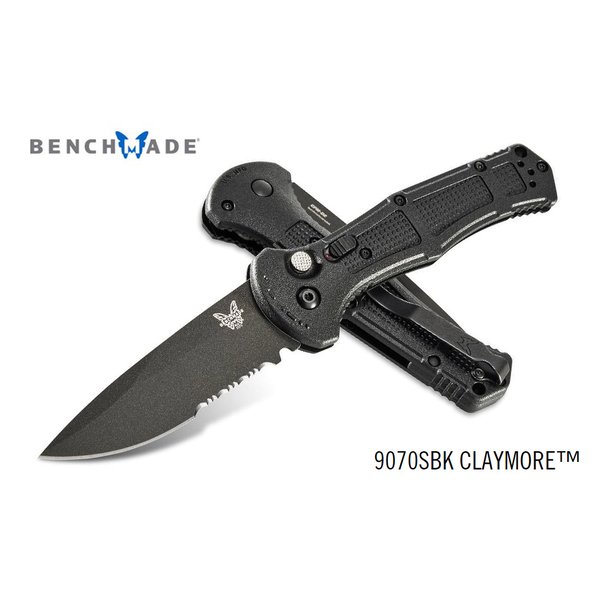 Benchmade CLAYMORE黑Grivory柄黑刃側彈折刀(CPM-D2鋼) - #BENCH 9070SBK