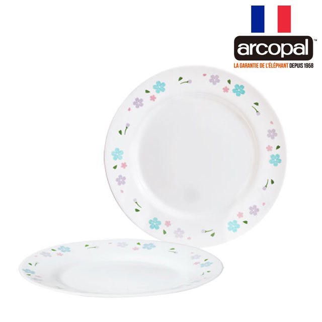 【法國ARCOPAL】絢麗櫻花強化餐盤二入組(19cm平盤×2)