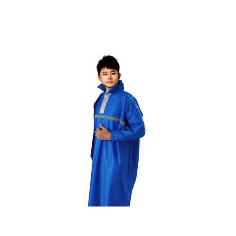 【連身式雨衣】太空雨衣 閃耀亮面壓紋太空雨衣 4XL雙龍牌-海軍藍 領口反光條都加寬【蓁蓁大賣場】
