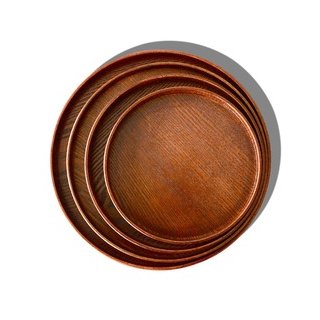21cm 盤日式茶具茶道木制大漆色茶盤茶道盤子果盤托盤木盤瓜果盤干果盤