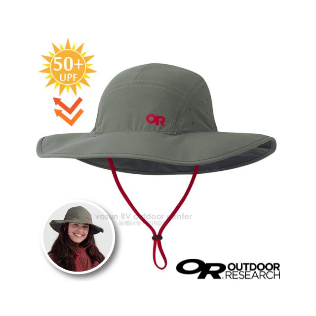 【美國 Outdoor Research】Equinox Sun Hat 超輕防曬抗UV透氣可調大盤帽(UPF 50+.透氣孔設計.附帽繩)登山健行圓盤帽/279909 卡其
