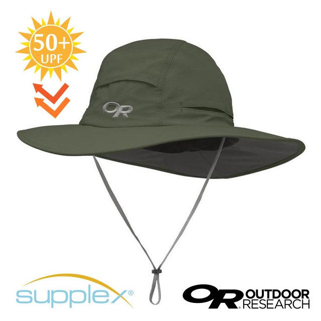 【美國 Outdoor Research】OR Sombriolet Sun Hat 超輕多孔式防曬抗UV透氣大盤帽子(UPF 50+.附帽繩)登山健行圓盤帽_243441 軍綠