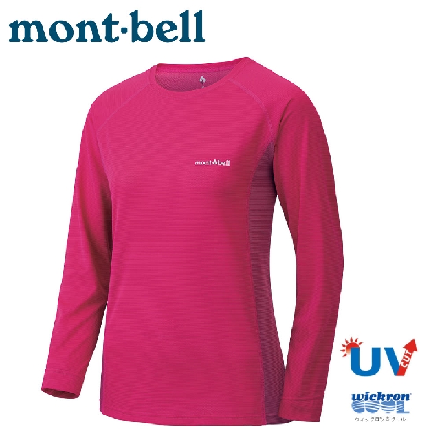 【Mont-Bell 日本 女 COOL L/S T 長袖排汗T恤《果酒紅》】1114457/圓領衫/排汗衣