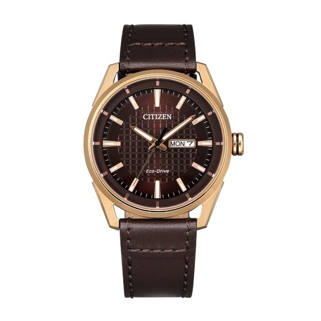 CITIZEN 星辰錶 AW0083-08X 時尚格紋光動能紳士腕錶 /巧克力色 42mm