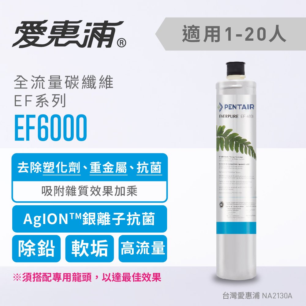 愛惠浦 EF6000濾心(耗材) 可濾除汞、鋅、鋇及多種重金屬 淨水 碳纖活性碳濾芯(免費到府安裝)