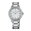 orient 東方錶 dress 系列 fqc 11004 w 時尚晶鑽羅馬數字石英錶 陶瓷鋼帶款 白色 34 mm