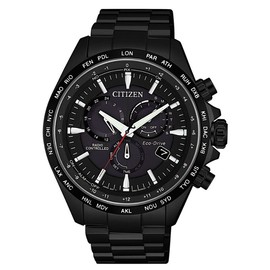 CITIZEN 星辰錶 CB5835-83E Gent's時尚男錶 光動能電波三眼腕錶 /黑 45mm