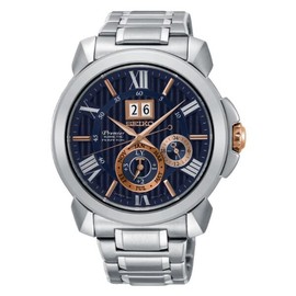 Seiko 精工錶 Premier 7D56-0AE0A(SNP153J1) 人動電能萬年曆大視窗日期腕錶/藍面43mm SK037