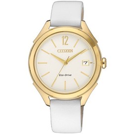 CITIZEN 星辰錶 FE6148-10A 優雅時尚光動能腕錶 /白色錶帶 34mm