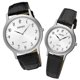Seiko精工錶 CS V115-0BE0W(SUP863P1)+V115-0BS0W(SUP369P1) 簡約風皮帶款腕錶 / 白 38+26mm SK037