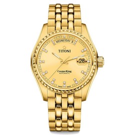 TITONI 瑞士梅花錶 宇宙系列 鍍金紳士至尊腕錶 797G-306 / 金 40mm