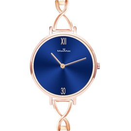 Max Max MAS7032-4 時尚魅力超薄極簡腕錶 玫瑰金錶帶 湛藍色面 38mm