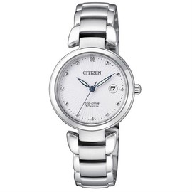 CITIZEN 星辰錶 EW2500-88A 輕盈鈦金屬(帶一顆真鑽) 時尚光動能錶 /白面 29mm
