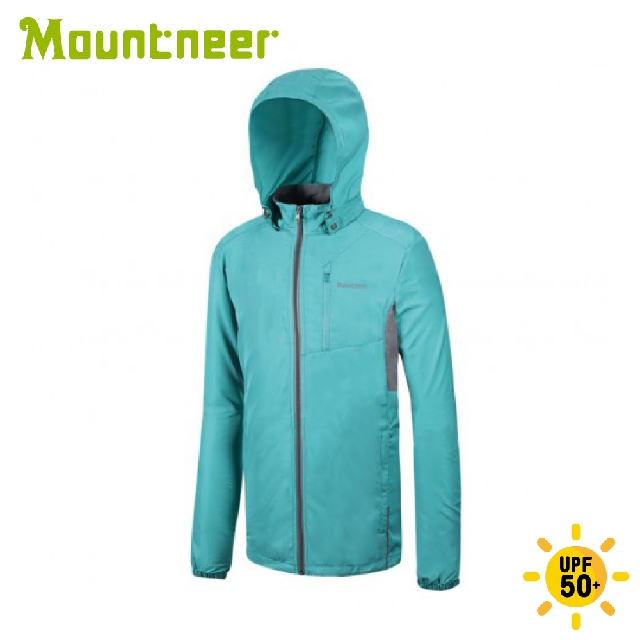 【Mountneer 山林 男 透氣抗UV外套《湖水綠》】41J05/防曬外套/連帽外套/薄外套