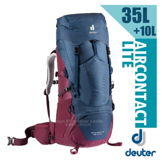 【德國 Deuter】Aircontact Lite 35+10L 專業輕量拔熱透氣背包(大容量設計+Vari Quick速調肩帶系統).適健行登山_3340221 深藍/黑莓