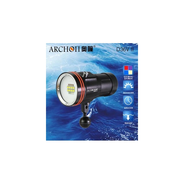 台灣潛水--- ARCHON 奧瞳 D36V II 潛水攝影手電筒(含電池、充電器)