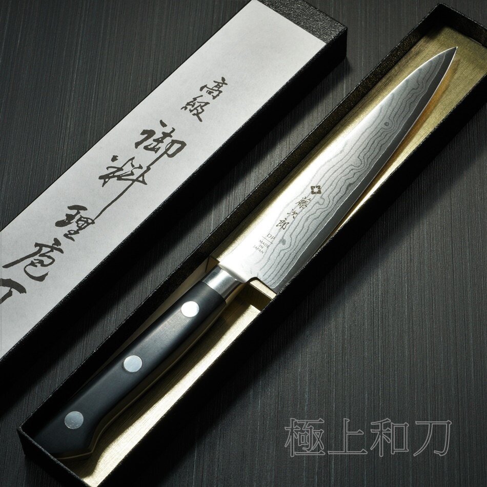 日本進口菜刀 藤次郎 37層大馬士革鋼VG10 霞流 150mm 小刀 F-650