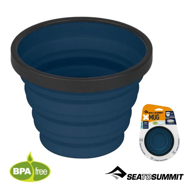 【澳洲 Sea To Summit】食品級矽膠 X-摺疊杯(大).口袋杯/耐熱 -20~180°C/可摺疊收納.體積小且耐用.可作為測量杯使用_STSAXMUGNB 海軍藍