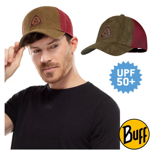 【西班牙 BUFF】高防曬 Trucker Cap 抗UV美式潮流卡車帽(UPF 50+)鴨舌帽.棒球棒.遮陽休閒帽/BF125364 深棕卡其