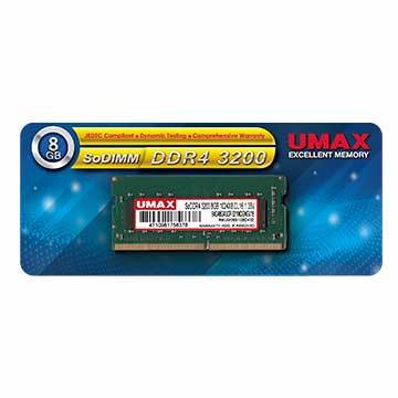 UMAX 筆記型記憶體 SO-Dimm DDR4 3200 8GB 1024X8