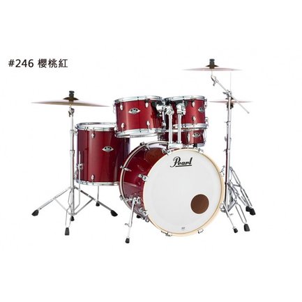 亞洲樂器 Pearl EXX725SP/C 櫻桃紅烤漆鼓組(搭載鼓椅和銅鈸)、EXPORT LACQUER 系列爵士鼓