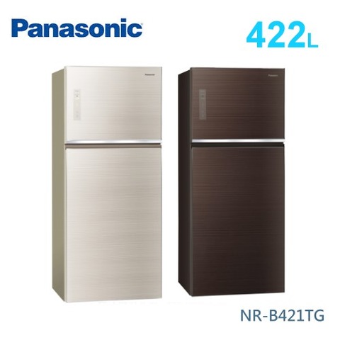 【佳麗寶】-留言加碼折扣(Panasonic國際牌)422公升無邊框玻璃雙門冰箱 NR-B421TG