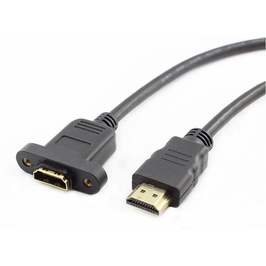 HDMI公對母線 鎖面板HDMI延長線 帶耳朵高清線 50CM 0.5米