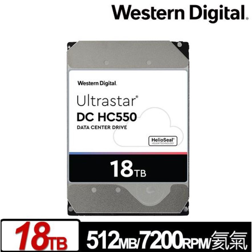WD Ultrastar DC HC550 18TB 3.5吋 企業級硬碟 (WUH721818ALE6L4)