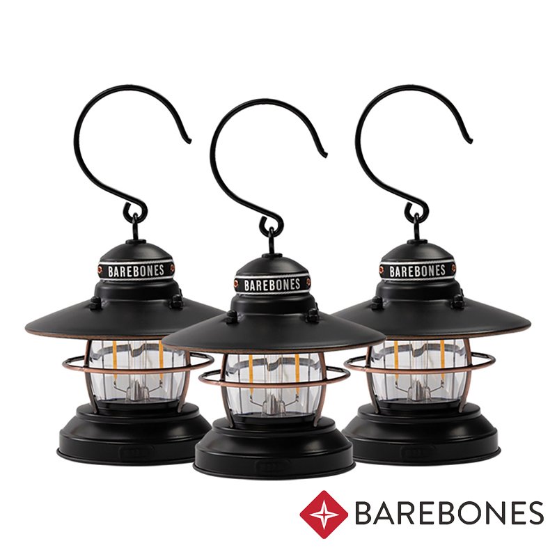 【Barebones】Edison Mini Lantern 吊掛營燈組-100流明『霧黑』(3入) 戶外/登山/露營燈/戶外照明/ LED營燈/USB充電 LIV-276